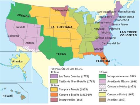 Resultado de imagen de mapa independencia EEUU